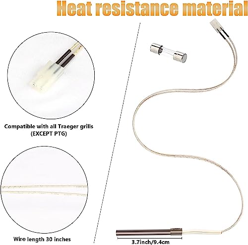 Hisencn Porcelain-Enameled Fire Burn Pot and Hot Rod Ignitor Kit Replacement Parts for Pit Boss and Traeger Pellet Grill with Screws and Fuse - Grill Parts America