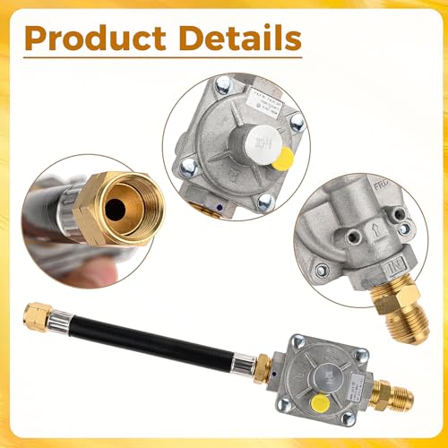 ETERMETA Natural Gas Conversion Kit Regulator Compatible with Kitchen Aid 710-0003 Gas Grill with Hose 1/2" Male Flare Fitting Replace 3030 CNG 4.0" & LP 10" - Grill Parts America