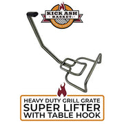Kick Ash Basket Heavy Duty Grill Grate Super Lifter with Table Hook and Handle for Grill Grids, Pizza Stones, and Cast Iron Pans, Stainless Steel BBQ and Smoker Accessories - Designed in Wisconsin - Grill Parts America