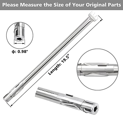 UikJOY 19.5 Inch Grill Burner Tube Replacement Parts for Weber Genesis 300 Series, Gas Grill Burner for Genesis E/S 310, 320 & 330 (2011-2016), Genesis E310 E320 E330 EP310 with Front Control Knobs - Grill Parts America