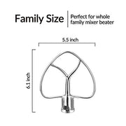Geesta Polished Stainless Steel Flat Beater for Kitchen aid 4.5 Qt - 5 Qt Tilt-Stand Mixer Attachments for Kitchen Paddle, Baking - Pastry, Pasta Dough, Lcing, Mixing Accessory - Dishwasher Safe - Kitchen Parts America
