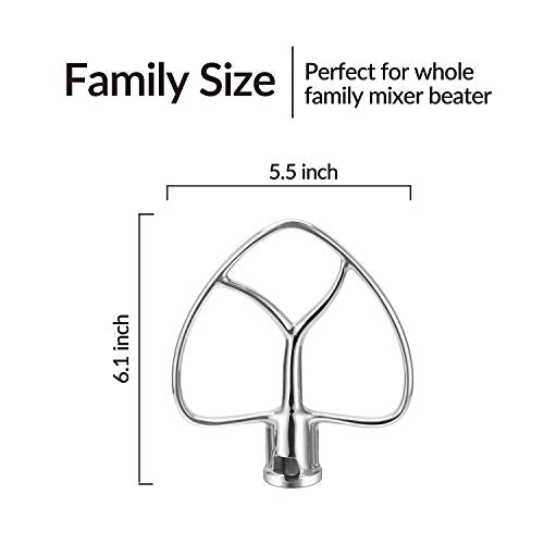 Geesta Polished Stainless Steel Flat Beater for Kitchen aid 4.5 Qt - 5 Qt Tilt-Stand Mixer Attachments for Kitchen Paddle, Baking - Pastry, Pasta Dough, Lcing, Mixing Accessory - Dishwasher Safe - Kitchen Parts America