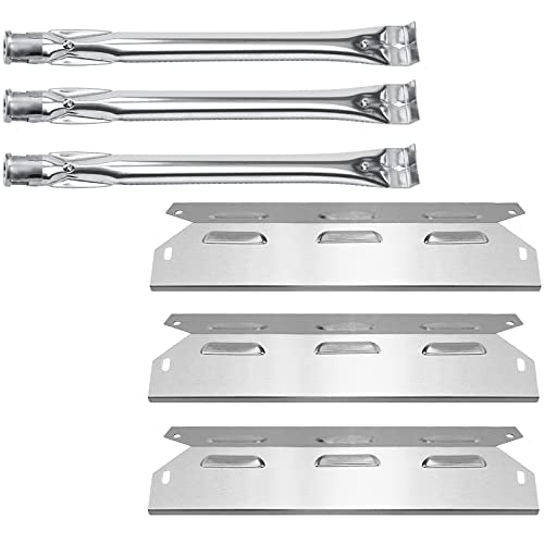 Hisencn Replacement Repair Parts Compatible with Kenmore 146.23678310, 146.23679310, 640-05057371-6, 640-05057373-6 Gas Grills Models, 3 Packs Stainless Steel Grill Burner, Heat Plates Tent Shield - Grill Parts America