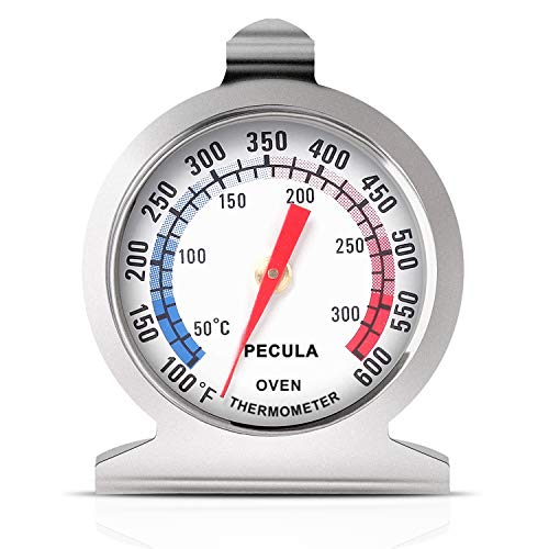 Large 3 inch Dial Oven Thermometer Clear Large Number Easy-to-Read Oven  Thermometer with Hook and Panel Base Hang or Stand in Oven,Red 