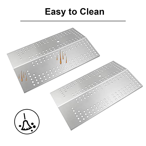Zemibi Heat Plate Replacement for Brinkmann 810-8750-S, 810-8755-F, Charmglow 810-8750-F, 810-8750-S, 810-8752-S Gas Grill Models, Stainless Steel Burner Cover Flame Tamer, 17 1/4" x 10 1/4" - Grill Parts America