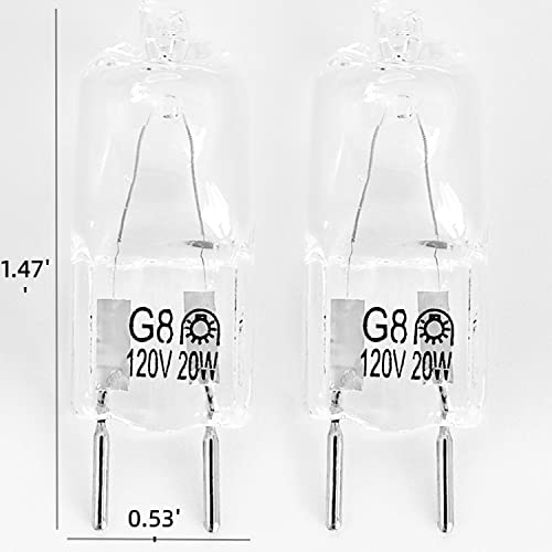 Microwave Light Bulb for GE Samsung Kenmore Maytag Elite Over The Stove Range Microwave Oven, Halogen Light Bulb with G8 Bi-pin Base 20W Under Microwave Light, Replaces WB25X10019 WB36X10213, 2 Pack - Grill Parts America