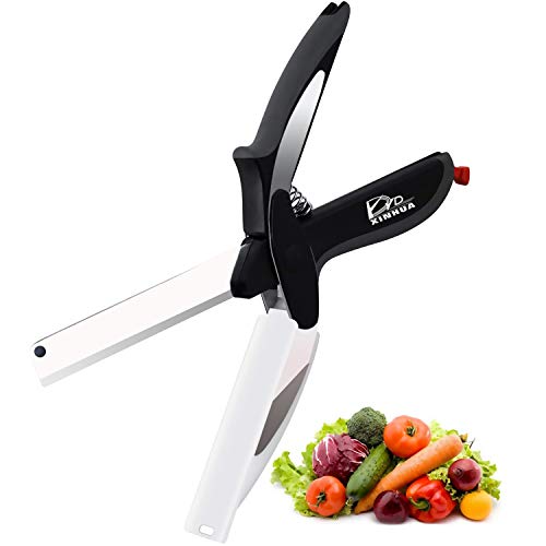 YD YD XINHUA Kitchen Food Cutter Chopper Clever Kitchen Knife with Cutting Board, Clever Multipurpose Food Scissors Stainless Steel Vegetable Slicer Fruit Cutter Quick & Easy to Cut BBQ Tools - Kitchen Parts America