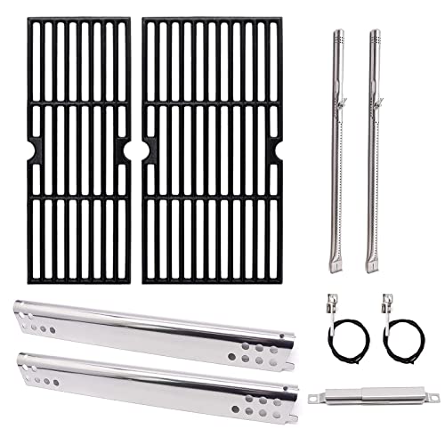 Adviace Grill Replacement Parts for Charbroil Performance 2 Burner 463673519, 463625217, 463625219, G470-0002-W1, G470-0003-W1, Cast Iron Grill Grates, Heat Plates, Burners, Crossover Tubes, Igniters. - Grill Parts America