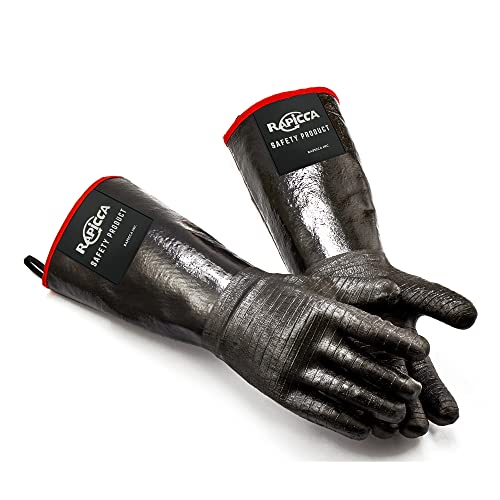 RAPICCA BBQ Gloves,14IN 932℉ Heat Resistant For Grill/Smoker/Cooking/Pit/Barbecue,Textured Palm Handle Greasy Food on Your Fryer/Grill/Oven Without Slip,Waterproof,Oil Resistant,Very Easy to Clean(XL) - Grill Parts America