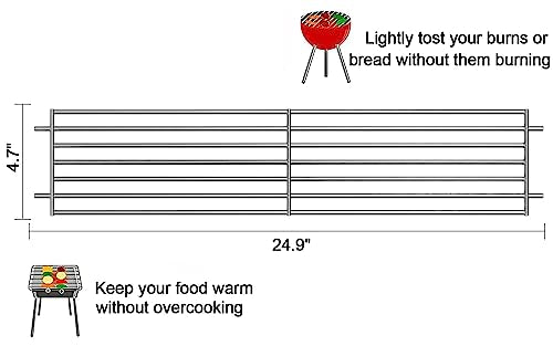 AOREWTGGH 7513 Grill Warming Rack for Weber Spirit 700, Genesis Silver B&C, 7513/88719 304 Stainless Steel Warming Rack Replacement for Weber Genesis 1000-5500, Gold B & C, 24.9 x 4.7 x 4 in - Grill Parts America