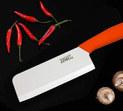 JJMG Ceramic Meat Cleaver Knife Sharp Durable Twice Thicker than Leading Brands non-slip grip Handle Zirconium Blade Cut Slice Dice Steak Pork Chicken Cheese Rust Wear Resistance (Orange) - Kitchen Parts America