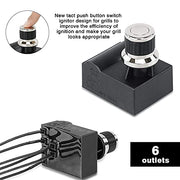 Hisencn 6 Outlets Tact Push Button Chrome Coated Universal Spark Generator Switch, Grill Ignitor Kit for Home Depot Nexgril 720-0830H, 720-0830D, 720-0888, 720-0888N and Most Nexgrill Grill Models - Grill Parts America