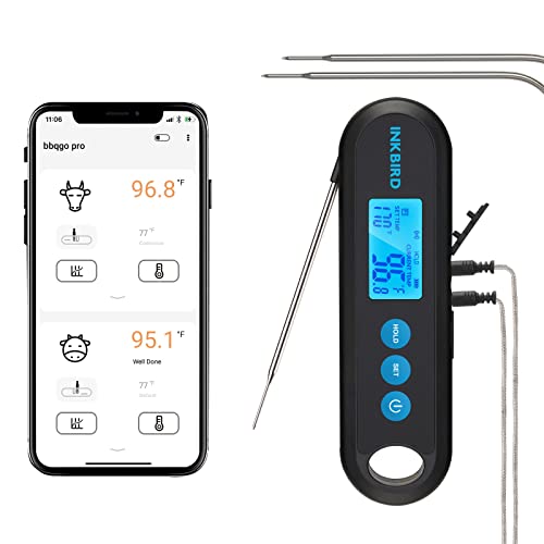 Wireless Meat Thermometer with 4 Probes, 328FT Bluetooth Meat Thermometer, Cooking  Thermometer, BBQ Grill Thermometer for Smoker, Oven, Kitchen 