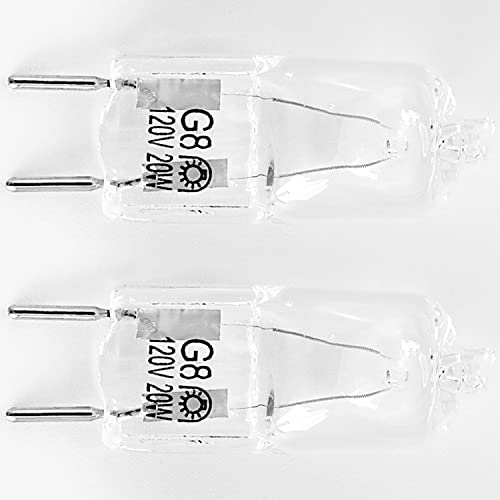 Microwave Light Bulb for GE Samsung Kenmore Maytag Elite Over The Stove Range Microwave Oven, Halogen Light Bulb with G8 Bi-pin Base 20W Under Microwave Light, Replaces WB25X10019 WB36X10213, 2 Pack - Grill Parts America