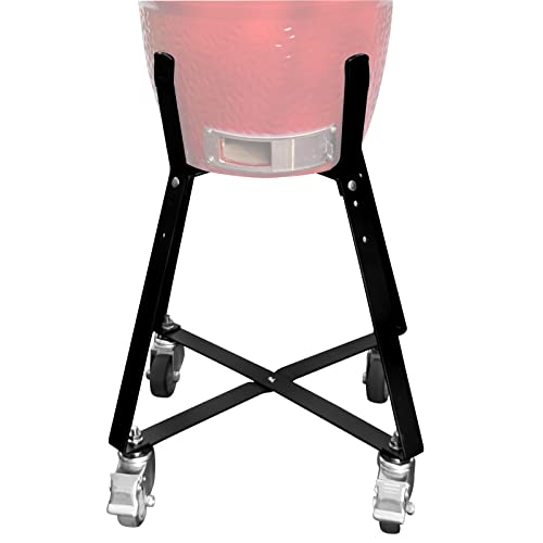 Quantfire Rolling Cart for Kamado Joe Junior 13.5" Grill Stand for Kamado Joe Accessories, Rolling Nest with Heavy Duty Locking Caster Wheels Powder Coated Steel for Smoker Kamado Grill Stand Black - Grill Parts America
