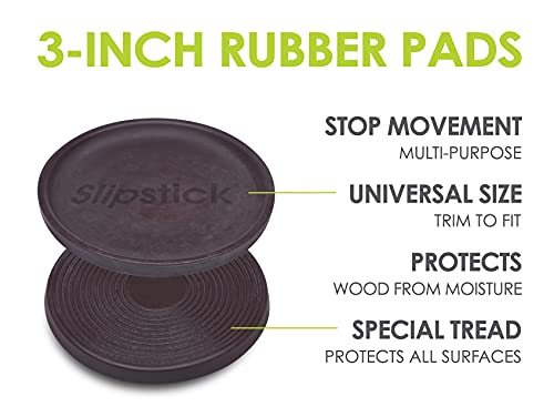 Slipstick Universal Non Slip Rubber Protector Pads (Set of 4) 3 Inch Round Gripper Pads to Prevent Sliding and Protect Hard Surfaces, Brown, CB755 - Kitchen Parts America