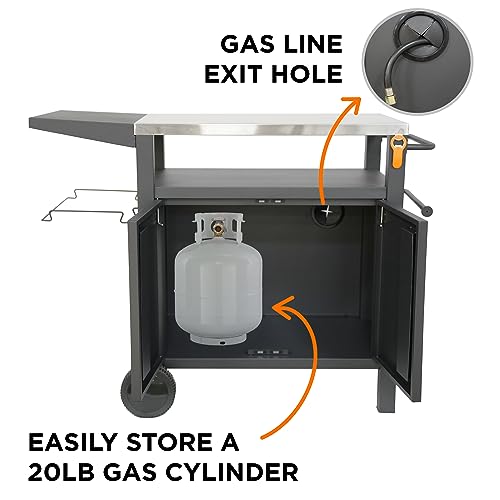 EMBERLI XL Grill Cart Outdoor with Storage with Wheels - Modular Grill Table of Outside BBQ, Blackstone Griddle 17" 22", Bar Patio Cabinet Kitchen Island Prep Stand - Grill Parts America
