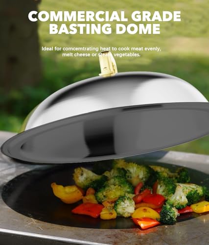 Griddle Accessories for Blackstone, 12-inch Melting Dome Stainless Steel Basting Cover and 7.28'' Cast Iron Burger Press - Griddle Accessories for Flat Top Grill, Perfect for Indoor and Outdoor - Grill Parts America