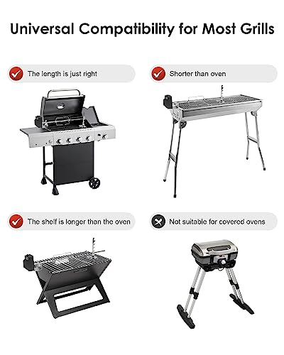Rotisserie Grill Kit, Automatic Rotating BBQ, UL Certificated Universal Grill Rotisseries with 120V 4W Motor, 28” Spit Rod, 2 x 4 Forks, Complete Holders, and Fixing Screw for Backyard and Outdoor - Grill Parts America