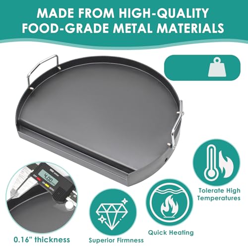 SafBbcue Non-stick Surface Round Universal Griddle for Weber Charcoal Grill and Other BBQ Grills,Nonstick Steel Flat Top Grill with Silicone Finger Sleeve,Stove Top Griddle for Camping&Parties,18"×13" - Grill Parts America