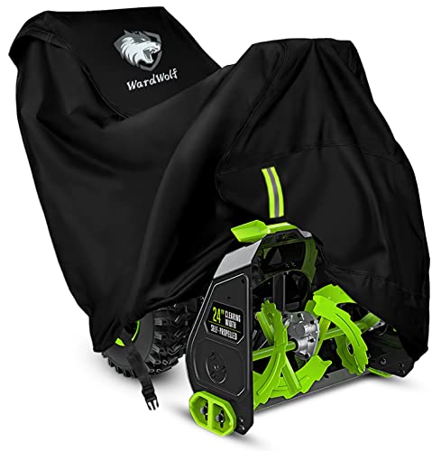 WardWolf Snow Blower Cover, Fit Most Electric Two Stage Snowblowers, 600D Heavy Duty Waterproof, Windproof, Sunproof with Air Vent, Reflective Stripe, and Adjustable Buckle Strap, Black - Grill Parts America