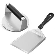 FANGSUN Smashed Burger Press Kit, Stainless Steel Burger Smasher & Grill Spatula for Outdoor Cooking, 5.8” Hamburger Press & 5" BBQ Spatula, Griddle Accessories Kit for Flat Griddle, Grilling Gift - Grill Parts America