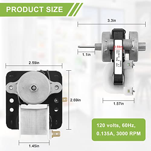AMI PARTS W10189703 Refrigerator Evaporator Fan Motor Fit for Whirl-Pool Ken-More Refrigerators - Replaces WPW10189703, AP6016598, 2214986, 2219647, 10449505, 10449506, 2188848, 2197381 - Grill Parts America