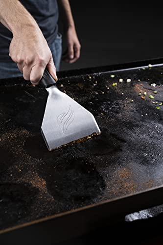 Blackstone 5464 Griddle Tool Kit Outdoor Indoor Grill BBQ Utensils Cooking Accessories-Heat Resistant– 2 Long Spatulas, 2 Angled Scraper Classic Tong, 1 (32oz) Squeeze Bottle, Black, Silver, White - Grill Parts America