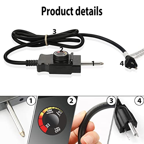 Yaoawe Electric Smoker and Grill Heating Element Replacement Part with Adjustable Thermostat Cord Controller, 1500 Watt Heating Element for
