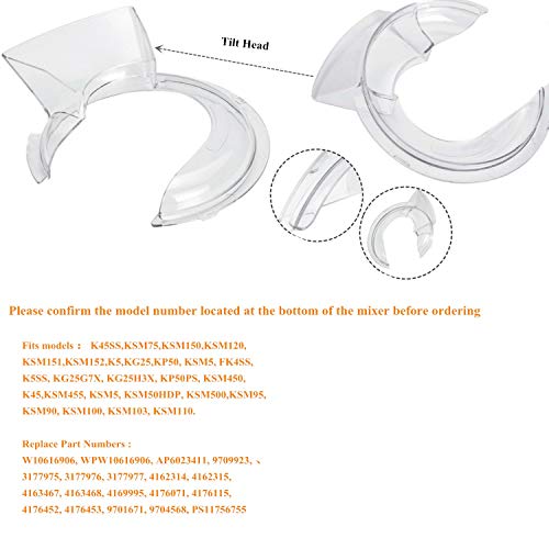 4.5-5qt Bowl Pouring Shield Tilt Head Replace Part For Kitchenaid Stand  Mixer White