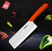 JJMG Ceramic Meat Cleaver Knife Sharp Durable Twice Thicker than Leading Brands non-slip grip Handle Zirconium Blade Cut Slice Dice Steak Pork Chicken Cheese Rust Wear Resistance (Orange) - Kitchen Parts America