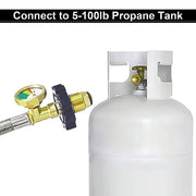 MEFUN 15FT Propane Adapter Hose 1lb to 20lb Converter, Stainless Braided POL Propane Hose with Gauge for Buddy Heater, Coleman Stove, Tabletop Grill and More 1 LB Portable Appliance to 5-100 LB Tank - Grill Parts America