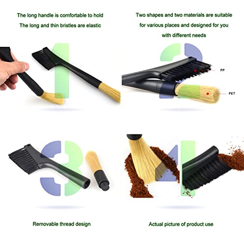 Coffee Machine Cleaning Brush（Removable Double Brush Head）Dusting Espresso Grinder Brush Accessories for Bean Grain Coffee Tool Barista Home Kitchen Coffee Utensils（2-Pack） - Kitchen Parts America
