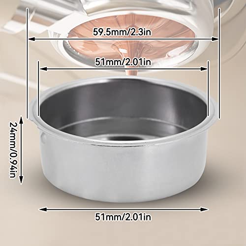 Stainless Steel Coffee Filter, 51mm Double Layer Pressurized Filter Basket Espresso Filter Basket for Portafilter Coffee Machine(Double Cup) - Kitchen Parts America