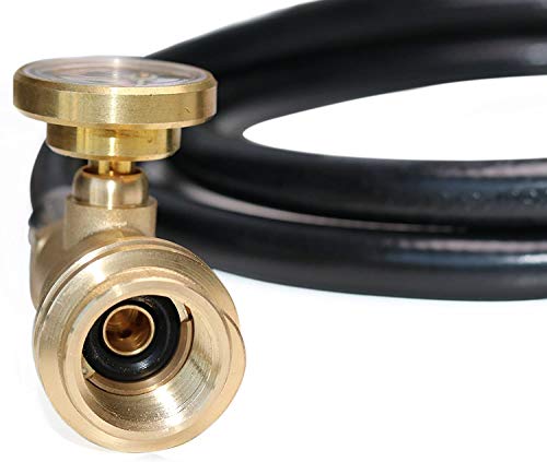 DOZYANT 5 Feet Propane Tank Extension Hose with Gauge -Leak Detector Replacement for Gas Grill, Heater and All Other Propane Appliances, Acme to Male QCC/POL Fittings - Grill Parts America