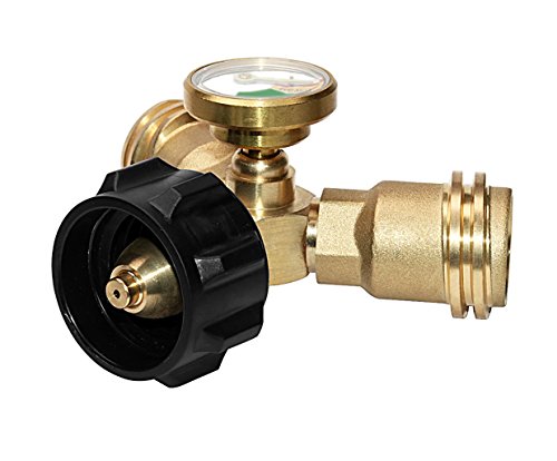 DOZYANT Propane Splitter, Propane Tank Y Splitter Adapter with Gauge, 2 Way LP Gas Adapter Tee Connector for 20lb Propane Tank Cylinder, Work with BBQ Grills, Camping Stoves, Gas Burners, Heater - Grill Parts America