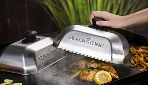 Blackstone 5207 Rectangle Basting Cover Small 2-Pack Griddle Accessories, Stainless Steel, Cheese Melting Dome and Steaming Cover, Best for Use on Flat Top Griddle Grill Cooking Indoor or Outdoor - Grill Parts America