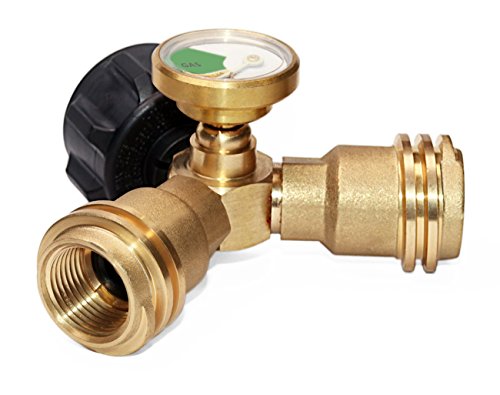 DOZYANT Propane Splitter, Propane Tank Y Splitter Adapter with Gauge, 2 Way LP Gas Adapter Tee Connector for 20lb Propane Tank Cylinder, Work with BBQ Grills, Camping Stoves, Gas Burners, Heater - Grill Parts America