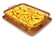 EaZy MealZ Crisping Basket & Tray Set | Air Fry Crisper Basket | Tray & Grease Catcher | Even Cooking | Non-Stick | Healthy Cooking (9.5" x 13", Copper) - Kitchen Parts America