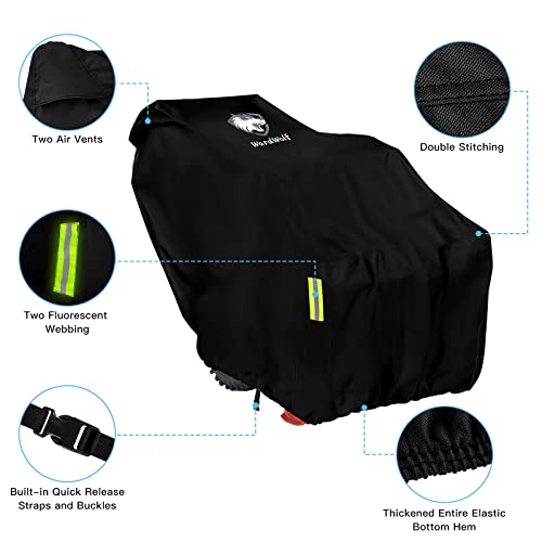 WardWolf Snow Blower Cover, Waterproof Heavy Duty 900D Snowblower Cover, Windproof, Sunproof with Air Vent, Fit Most Single-Stage or Two Stage Snow Blower, Black - Grill Parts America
