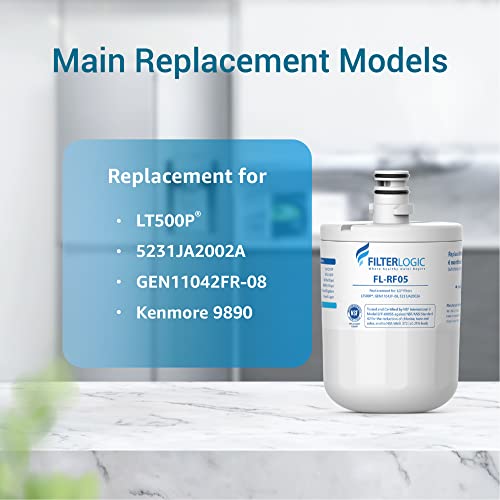 Filterlogic 5231JA2002A Refrigerator Water Filter, Replacement for LG® LT500P®, GEN11042FR-08, ADQ72910911, ADQ72910901, Kenmore 9890, 46-9890, LFX25974ST, LMX25964ST, LSC27925ST, 3 Pack - Grill Parts America