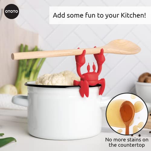 OTOTO Red the Crab Silicone Utensil Rest - Kitchen Gifts, Silicone Spoon Rest for Stove Top - Heat-Resistant Kitchen and Grill Utensil Holder - Non-Slip Spoon Holder Stove Organizer, Steam Releaser - Grill Parts America
