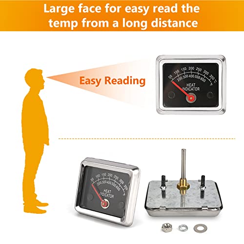 Hisencn BBQ Barbecue Stainless Steel Grill Temperature Temp Gauge Thermometer Replacement for Ducane 30400040, 30400041, 30400042, 30400043, 30400045 Meat Cooking Heat Indicator - Grill Parts America