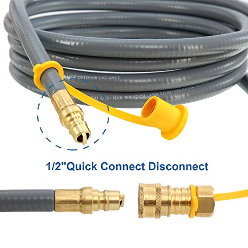 12 Feet 1/2-Inch Natural Gas Hose with Quick Connect Fitting for BBQ, Grill, Pizza Oven, Patio Heater and More NG Appliance, Propane to Natural Gas Conversion Kit - CSA Certified - Grill Parts America