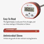 Taylor Waterproof Digital Instant Read Thermometer For Cooking, BBQ, Grilling, Baking, And Meat, Comes With Pocket Sleeve Clip, Red - Grill Parts America