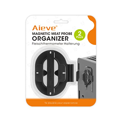 AIEVE Meat Probe Organizer, 2 Pack Magnetic Meat Thermometer Probe Cord Wrap, Universal Cord Winder for ThermoPro/Weber/Traeger Digital Thermometer Probe, Easy to Tangle Wires and Storage(Patented) - Grill Parts America