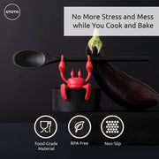 OTOTO Red the Crab Silicone Utensil Rest - Kitchen Gifts, Silicone Spoon Rest for Stove Top - Heat-Resistant Kitchen and Grill Utensil Holder - Non-Slip Spoon Holder Stove Organizer, Steam Releaser - Grill Parts America