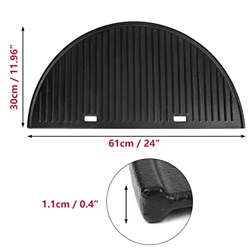 Uniflasy 24” Half Moon Cast Iron Reversible Grill Griddle for Weber Summit Kamado Charcoal Grills and Grill Centers 18501001 18301001 18201001, XL BGE Kamado Grill Replacement Parts - Grill Parts America