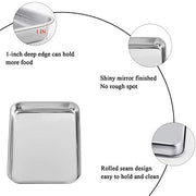 WEZVIX Baking Sheet Stainless Steel Baking Tray Cookie Sheet Oven Pan Rectangle Size 10 x 8 x 1 inch, Non Toxic & Healthy, Rust Free & Less Stick, Thick & Sturdy, Easy Clean & Dishwasher Safe - Kitchen Parts America