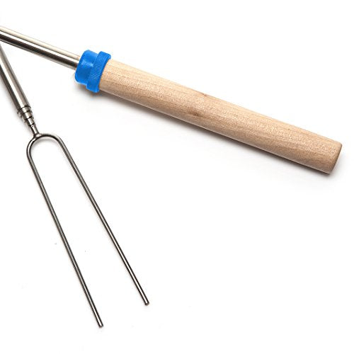 MalloMe Marshmallow Roasting Sticks - Smores Skewers for Fire Pit Kit - Hot Dog Camping Accessories Campfire Marshmellow 32 Inch Long Fork - 5 Pack - Grill Parts America